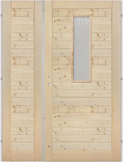 H dvere 125cm KOMPLET dvojkrídlové dvere vodorovné sklo